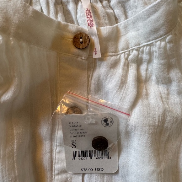 Free People Puff Sleeve White Cotton Dress - Picture 5 of 6